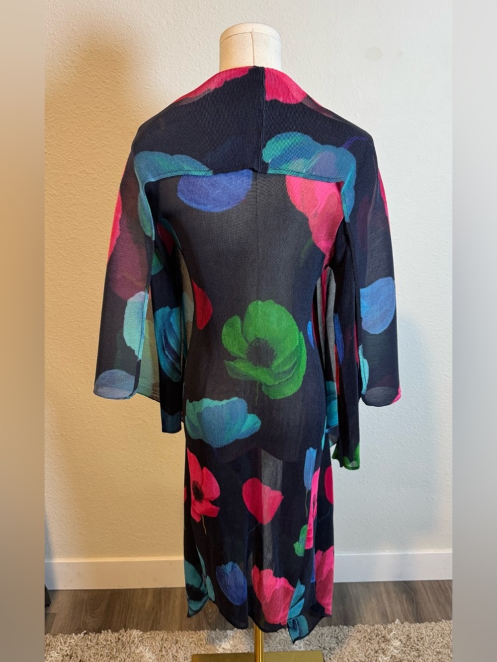 NWOT Alquema Collare Coat Pleated Jacket in Black Valley Print One Size - Picture 5 of 15